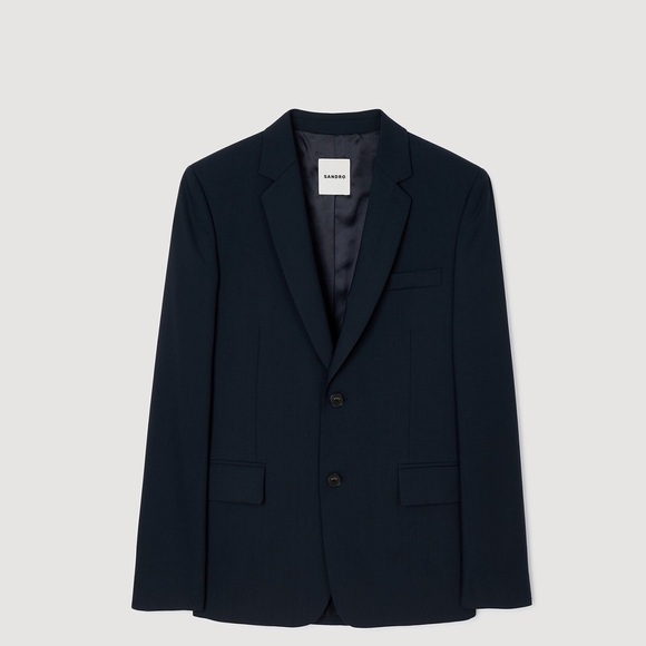 Sandro Paris Navy Blue Wool Blazer